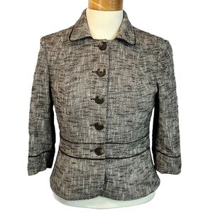 LOFT Anne Taylor Women's Houndstooth /Tweed Blazer Jacket Size 6